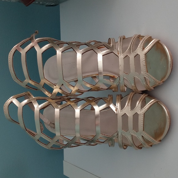 David's Bridal Gold Strappy Heels - Picture 2 of 3